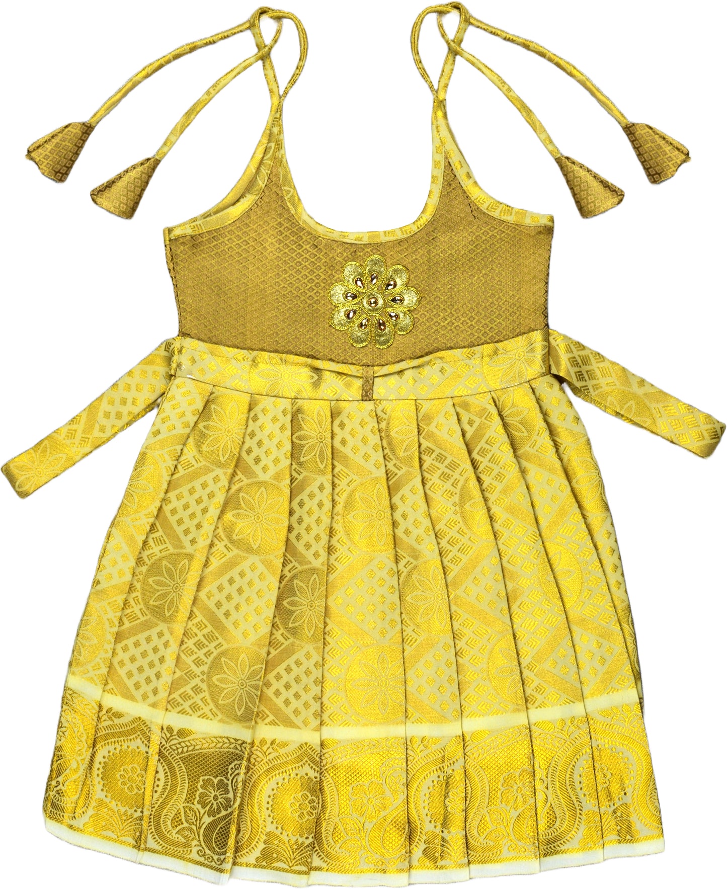 Pattu Pavadai Lehenga Choli Golden