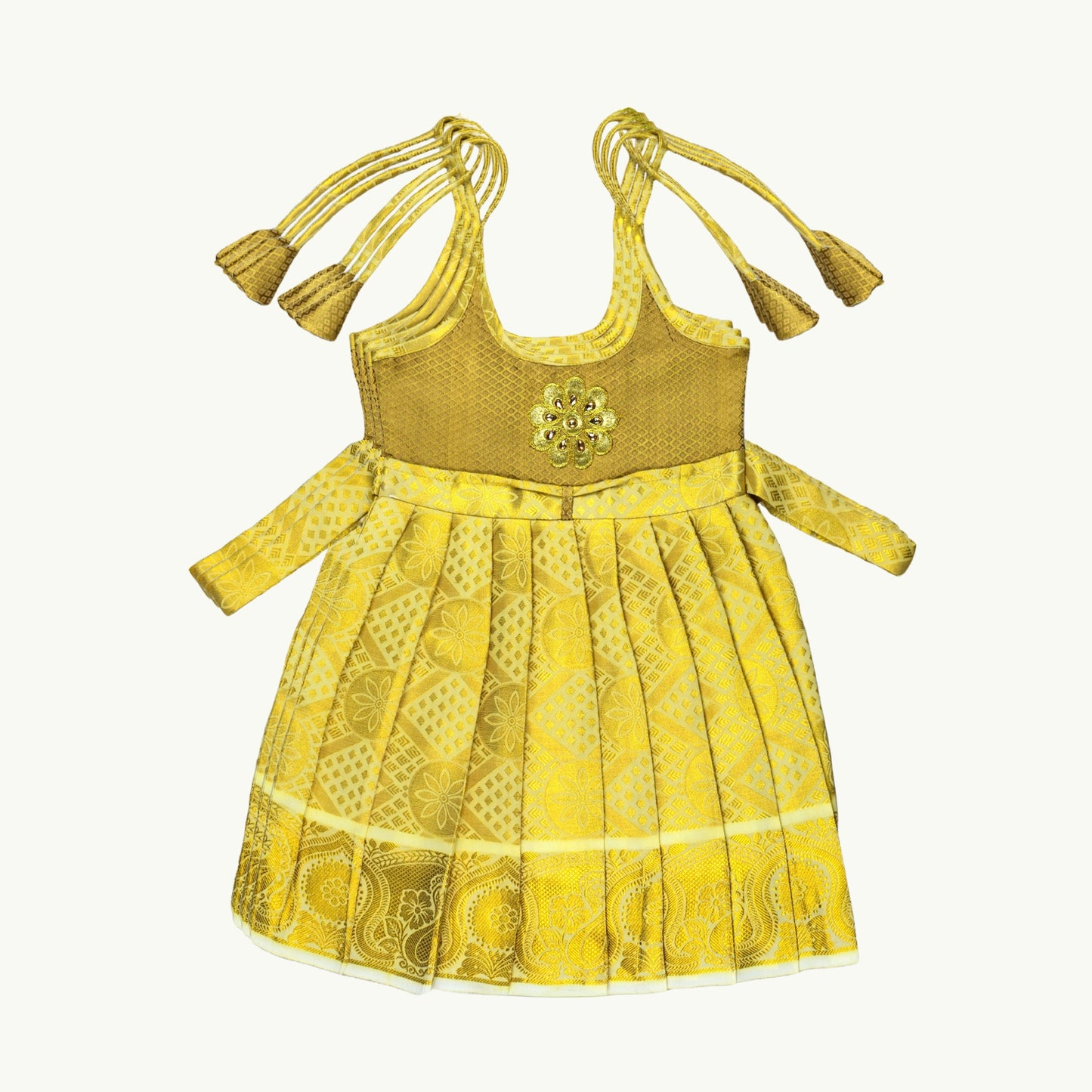 Pattu Pavadai Lehenga Choli Golden