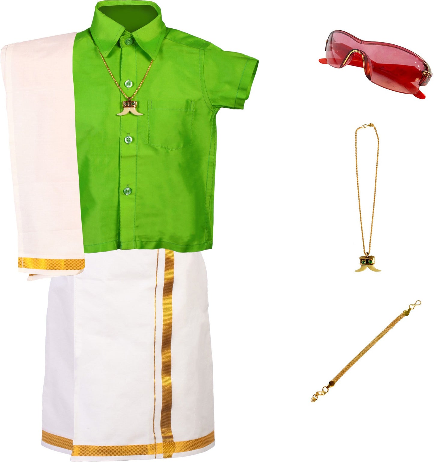 Amirtha Fashion Baby Boys Festive & Party Dhoti & Kurta Set Green