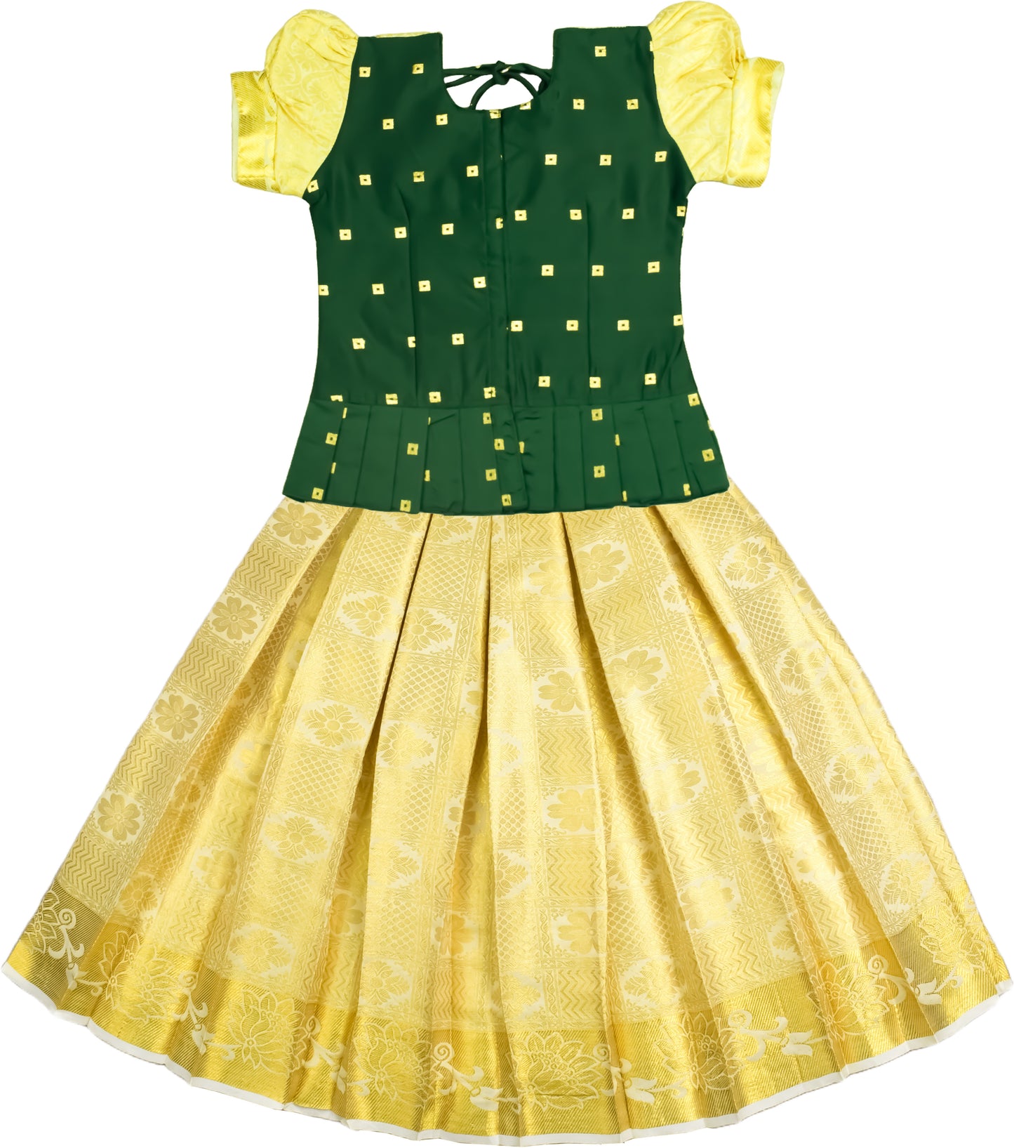 Green Kerela Pattu Pavadai Lehenga Choli -Make her Beautiful