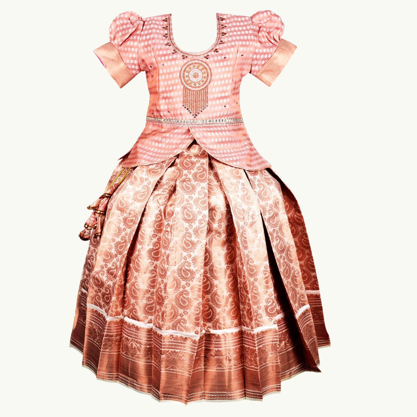 Pattu Pavadai Lehenga Choli BrownBerry