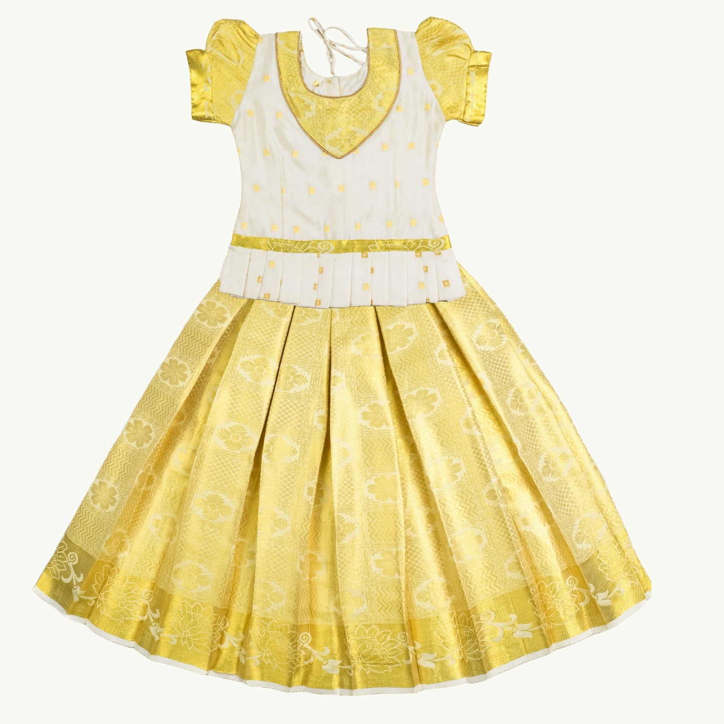 AMIRTHA FASHION New Pattu Pavadai Pattu Langa Readymade Lehenga Choli (Kerala White)-NewKCPC