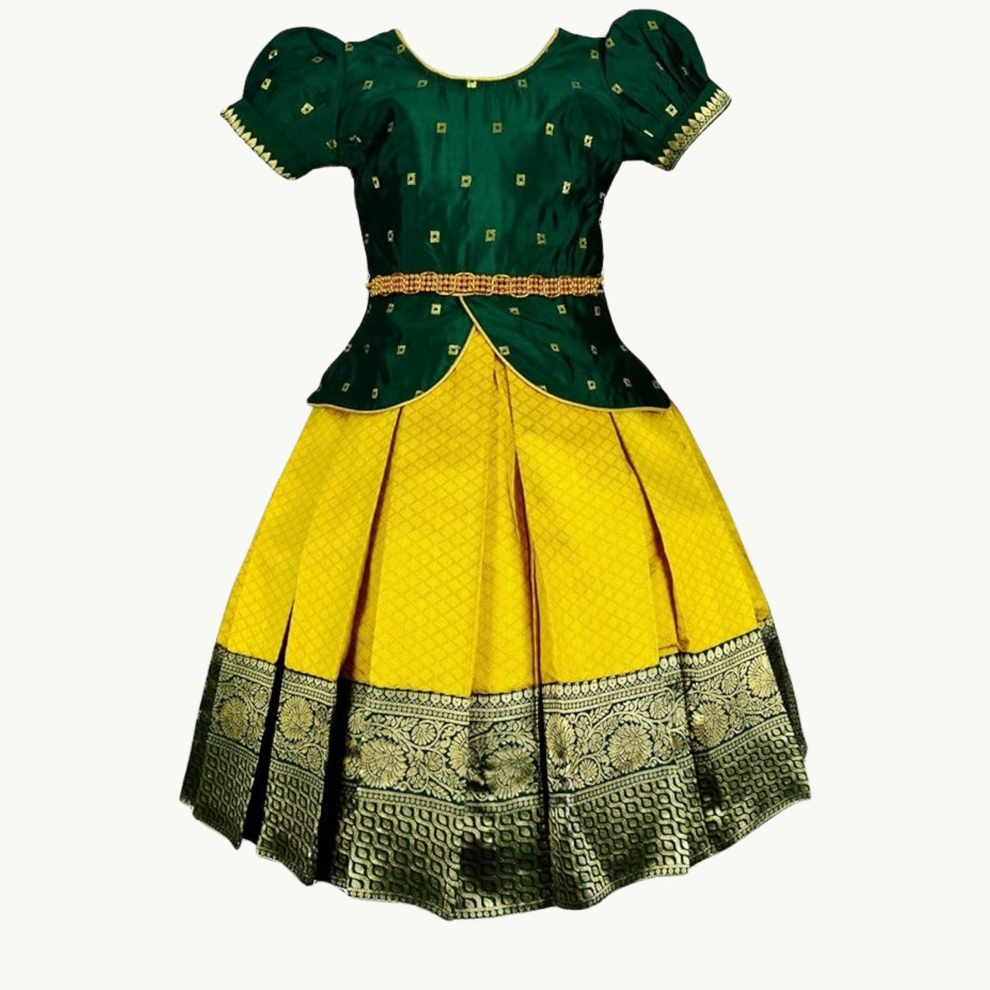 Pattu Pavadai Lehenga Choli Green