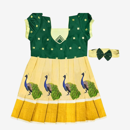 Pattu Frock with Head Band KrishGreen- Just Dropped !
