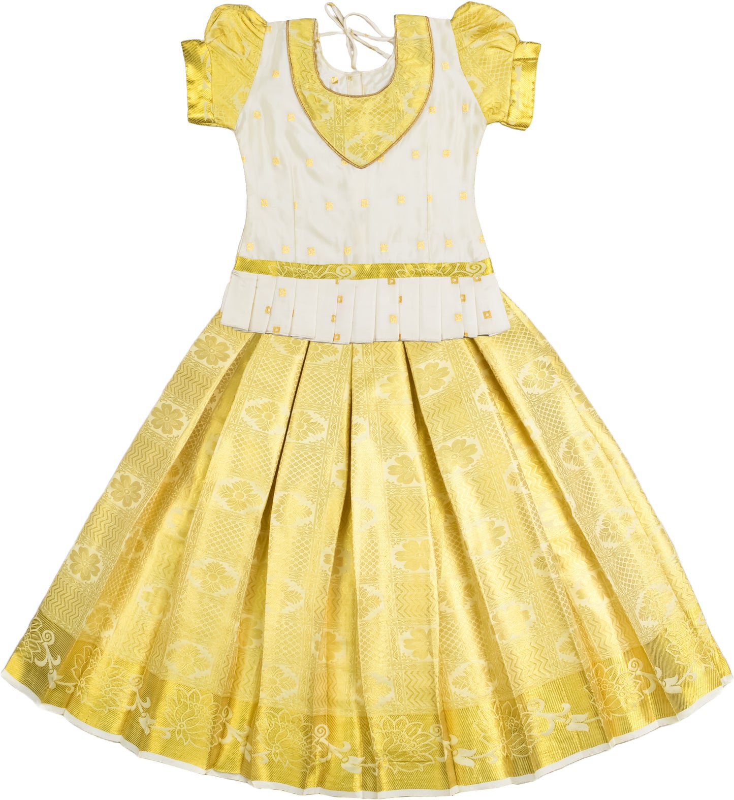 AMIRTHA FASHION New Pattu Pavadai Pattu Langa Readymade Lehenga Choli (Kerala White)-NewKCPC