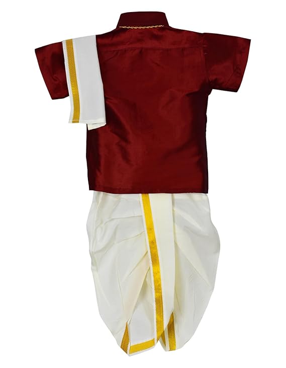 AMIRTHA FASHION Boys Traditional Pancha Dhoti & Shirt Set-PanchaCMMaroon