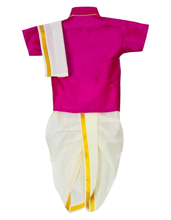 AMIRTHA FASHION Boys Traditional Pancha Dhoti & Shirt Set-PanchaCMPink