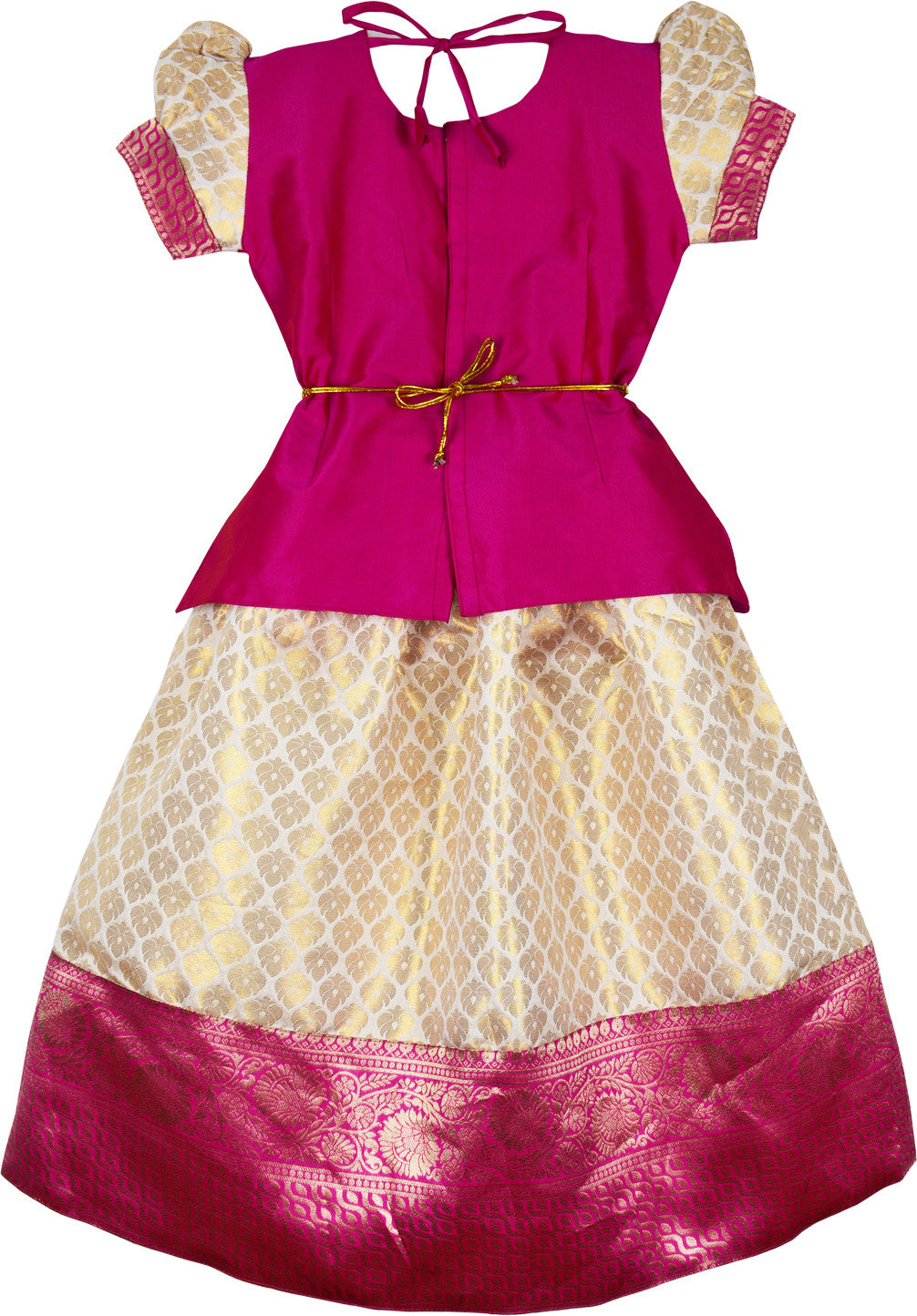 Onam Pattu Pavadai Lehenga Choli Pink