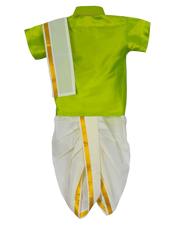 AMIRTHA FASHION Boys Traditional Pancha Dhoti & Shirt Set-PanchaCMGreen