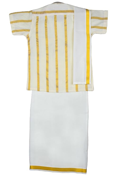 Dhoti & Shirt Set Kerala Kasavu Cotton