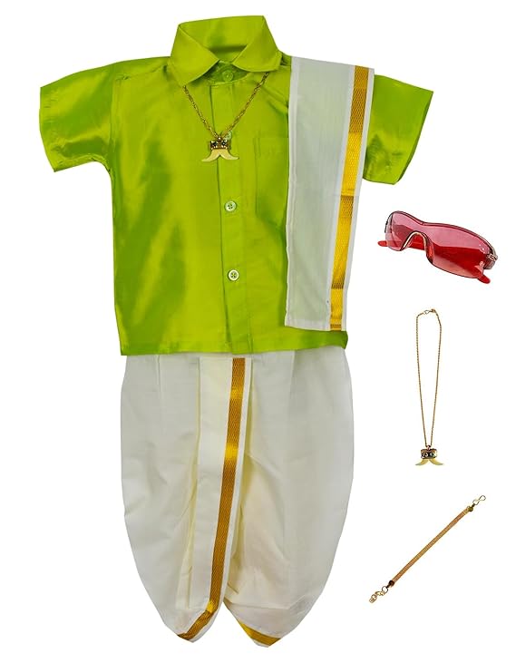 AMIRTHA FASHION Boys Traditional Pancha Dhoti & Shirt Set-PanchaCMGreen