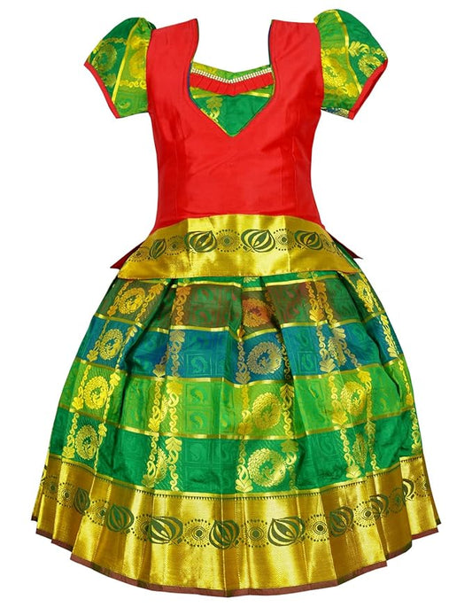 Pattu Pavadai Lehenga Choli-SundhariRed- Make her Beautiful