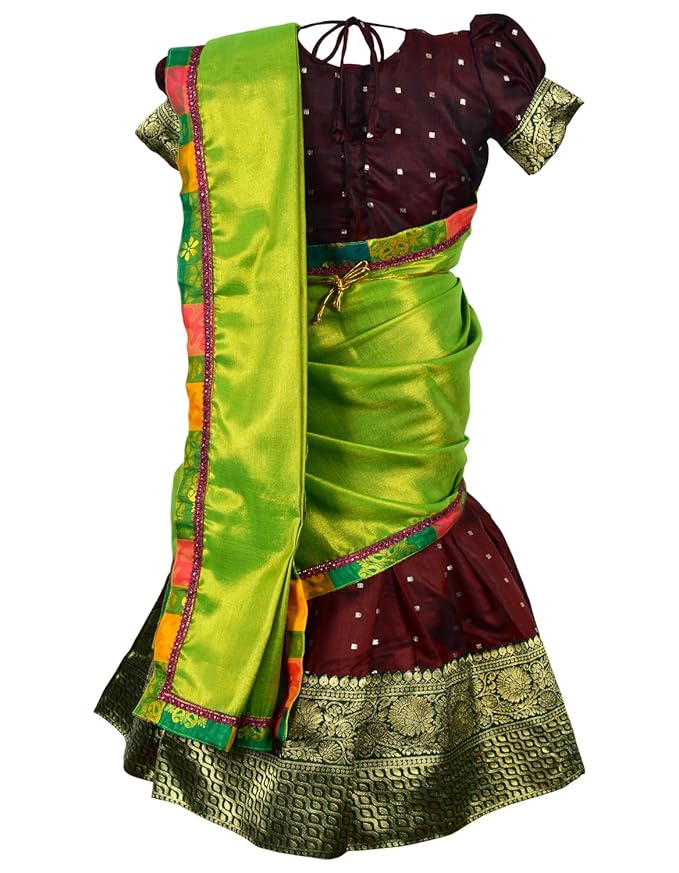 AMIRTHA FASHION New Half Saree -ButtiHSMarnGreen