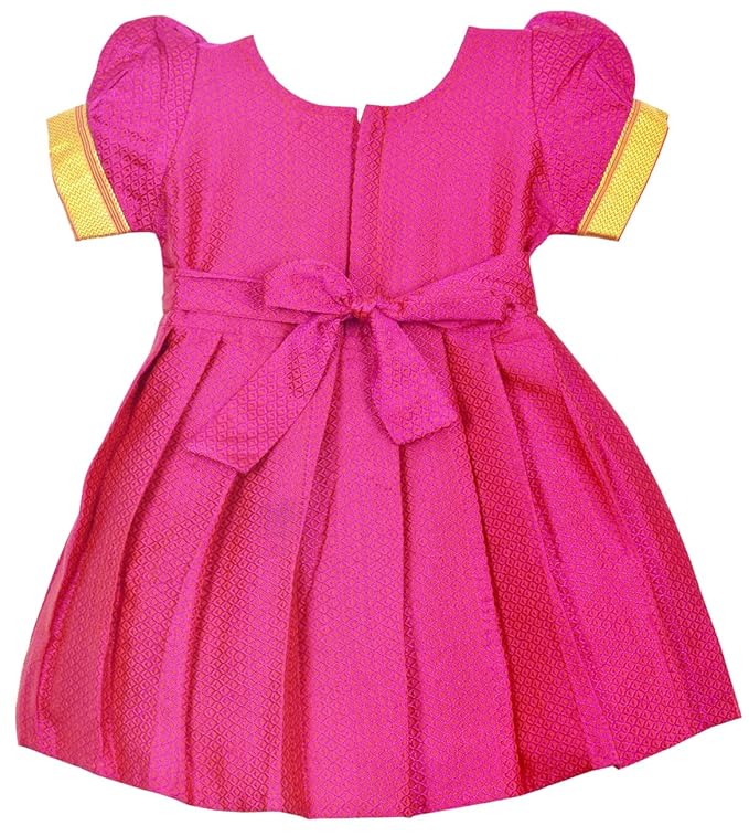 AMIRTHA FASHION Pattu Cotton Frock-KhanF1Pink