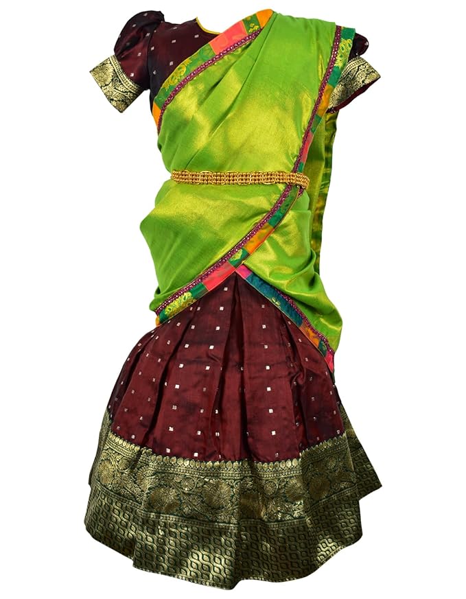 AMIRTHA FASHION New Half Saree -ButtiHSMarnGreen