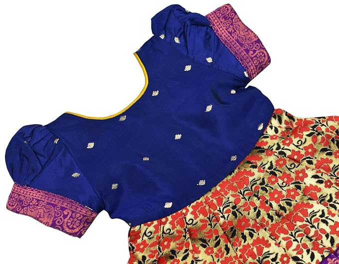 AMIRTHA FASHION Pattu Frock-LionFBlue