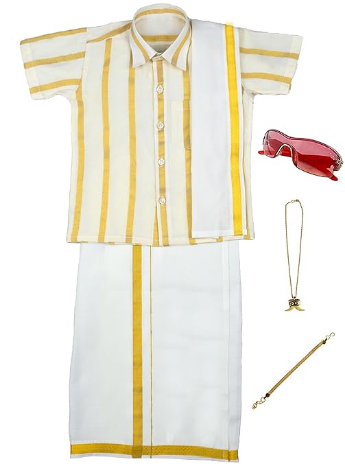 Dhoti & Shirt Set Kerala Kasavu Cotton