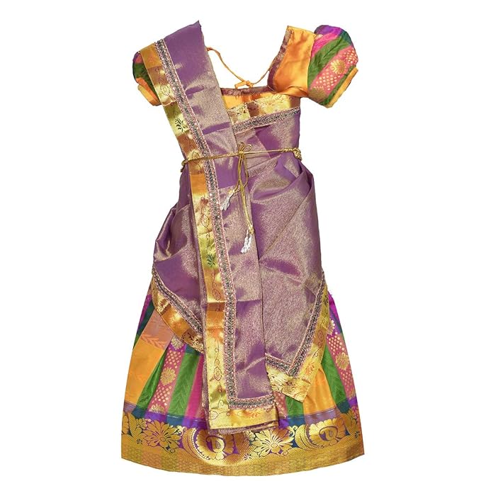 AMIRTHA FASHION New Half Saree -RHSGoldViolet