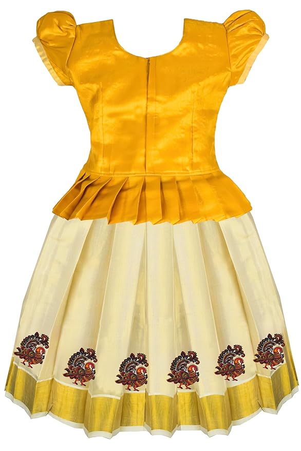 Pattu Pavadai Lehenga Choli Gold