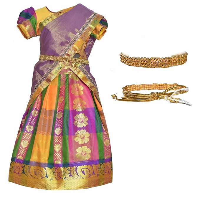 AMIRTHA FASHION New Half Saree -RHSGoldViolet