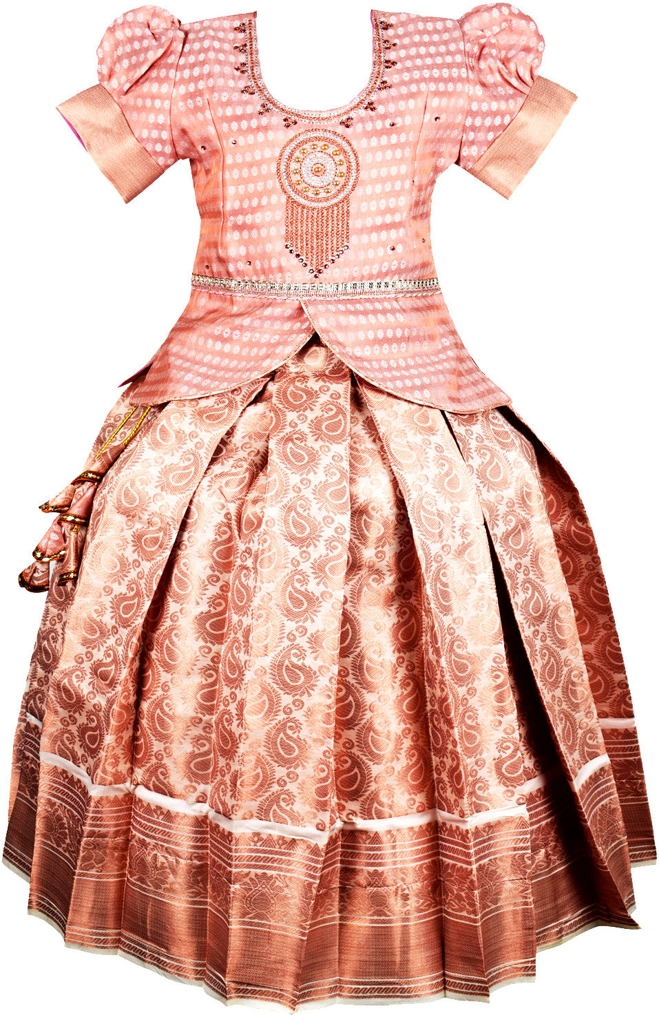 Pattu Pavadai Lehenga Choli BrownBerry