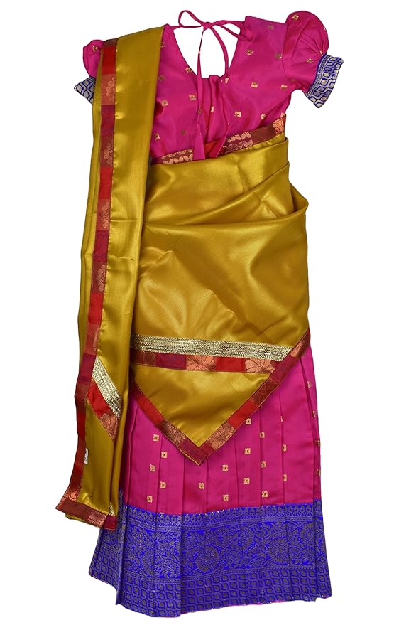 AMIRTHA FASHION kids Half Saree- ButtiHSPinkGold