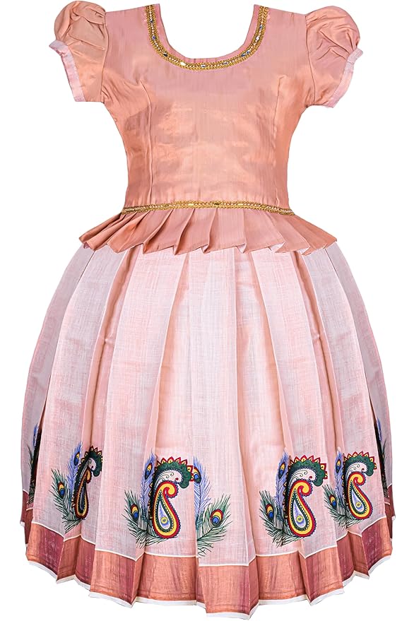 Pattu Pavadai Lehenga Choli Copper