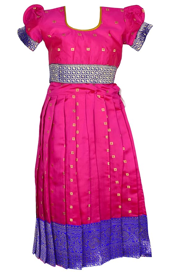 AMIRTHA FASHION kids Half Saree- ButtiHSPinkGold