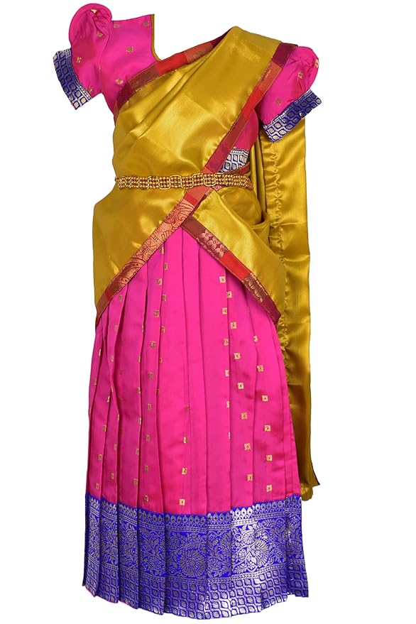 AMIRTHA FASHION kids Half Saree- ButtiHSPinkGold