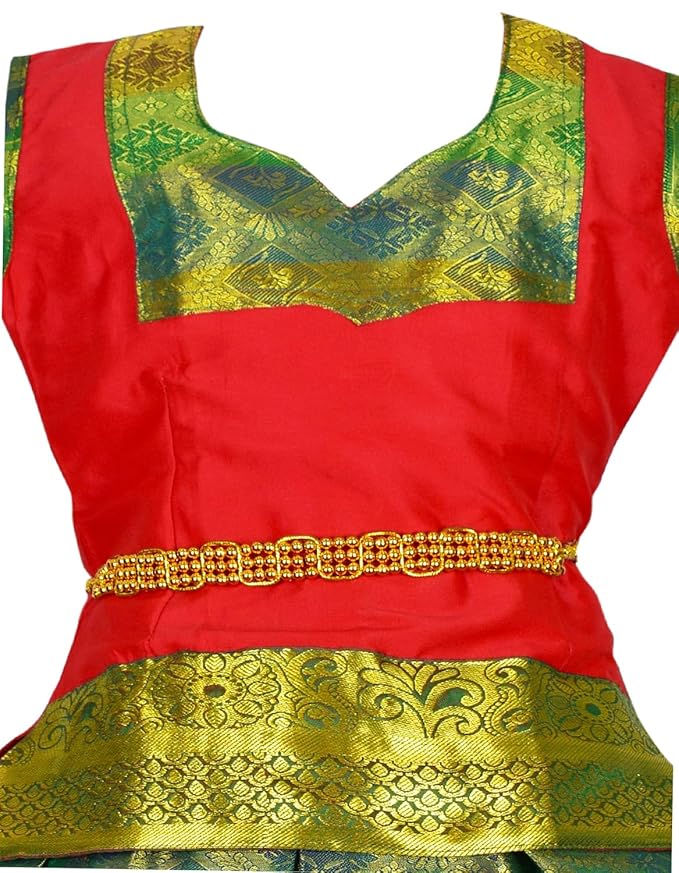 AMIRTHA FASHION Pattu Pavadai Lehenga Choli-BL2Red