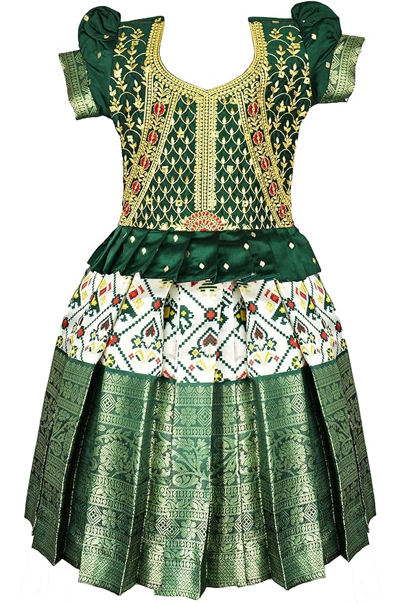 AMIRTHA FASHION Pattu Pavadai Lehenga Choli-TrendPPGreen