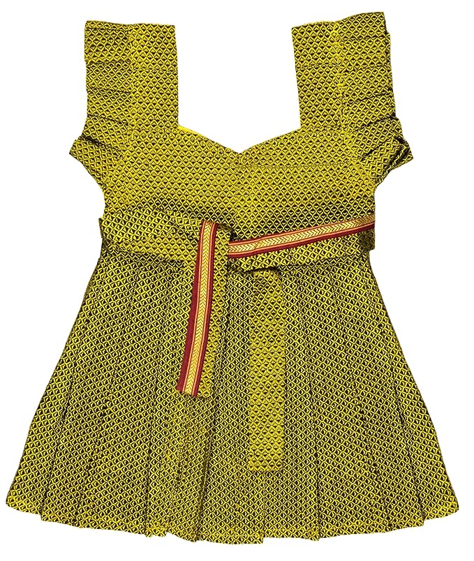 AMIRTHA FASHION Pattu Cotton Frock-KhanF3Yellow