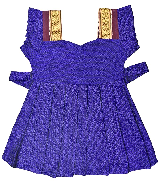 AMIRTHA FASHION Pattu Cotton Frock-KhanF3Blue