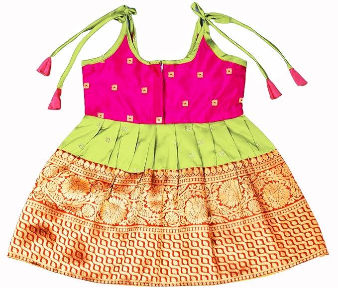 AMIRTHA FASHION Pattu Frock-PWFPink