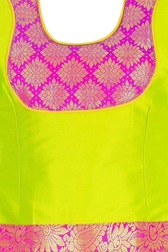 Green and pink Pattu Pavadai Lehenga Choli - Make her Beautiful