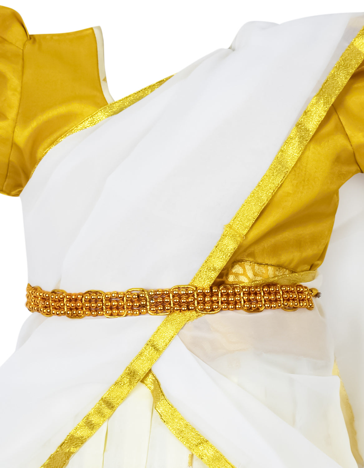 Amirtha Fashion Girls Readymade Kerala Half Saree (White Gold)
