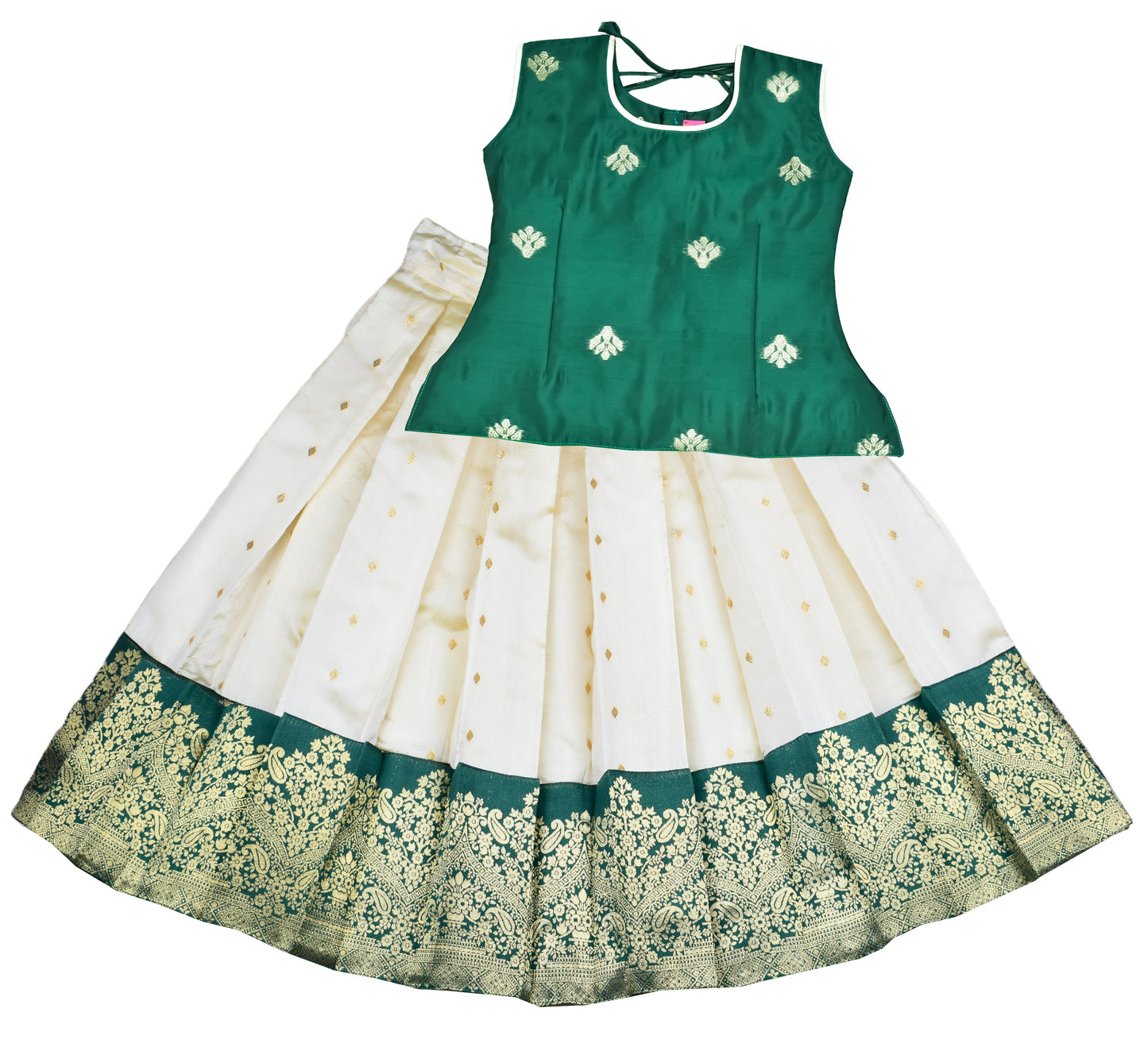Pattu Pavadai Lehenga Choli Green