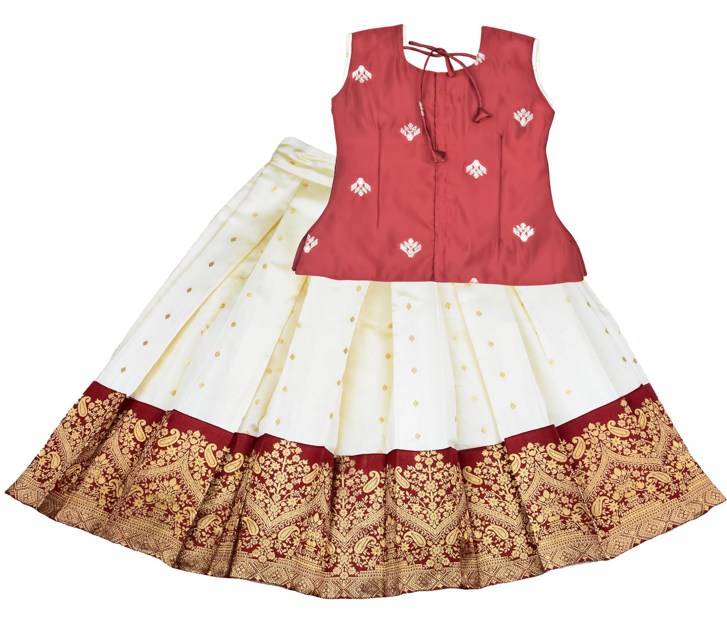 Pattu Pavadai Lehenga Choli Maroon- Make her Beautiful