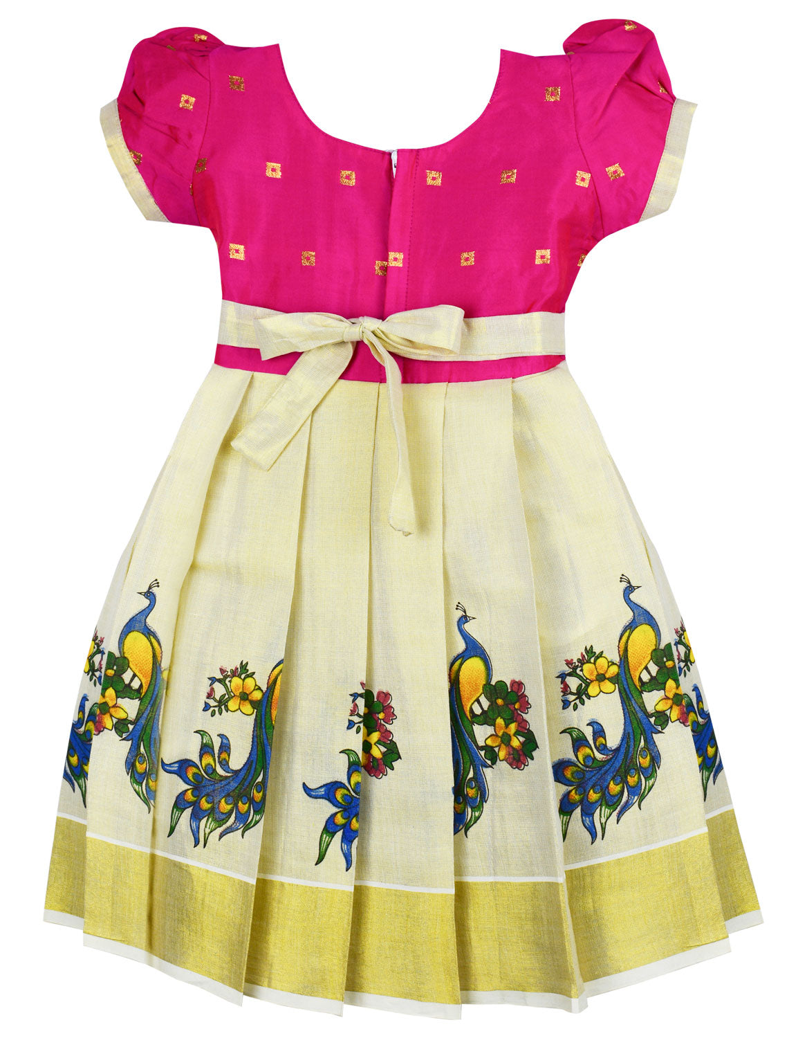 AMIRTHA FASHION Pattu Frock with Head Band-KrishFPink