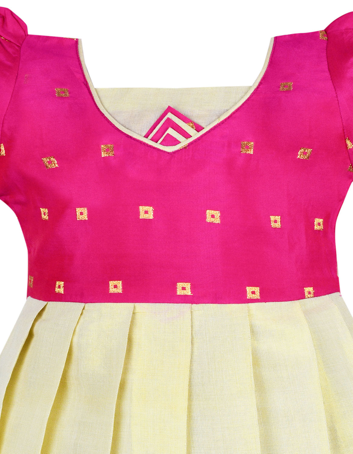 AMIRTHA FASHION Pattu Frock with Head Band-KrishFPink