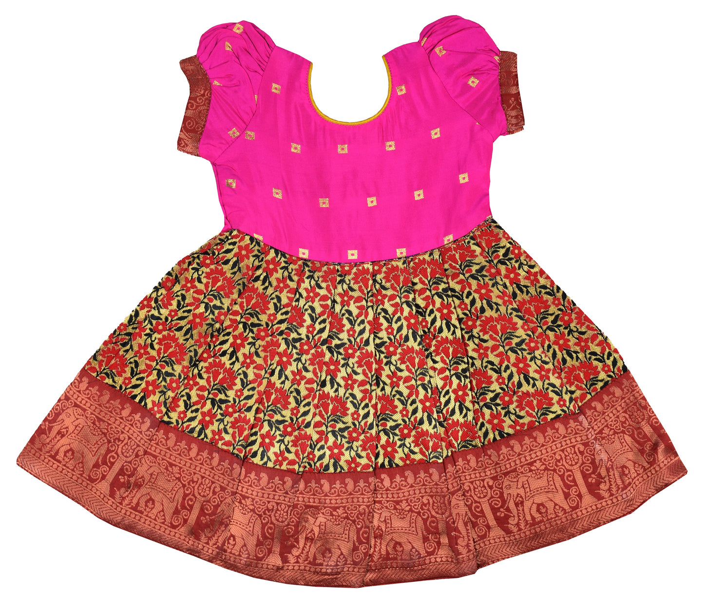 AMIRTHA FASHION Pattu Frock-LionFPink