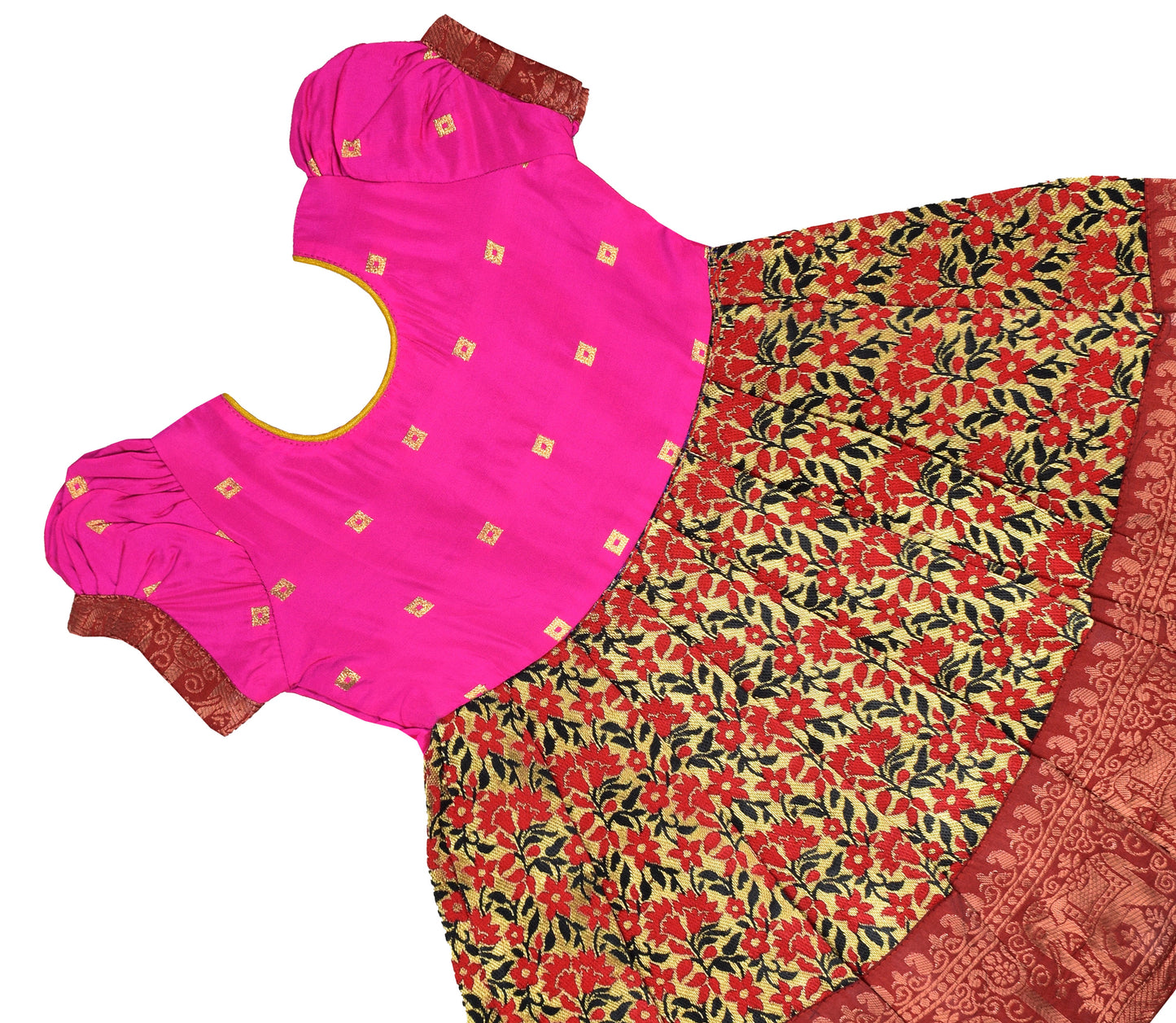 AMIRTHA FASHION Pattu Frock-LionFPink