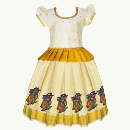 Pattu Pavadai Lehenga Choli White