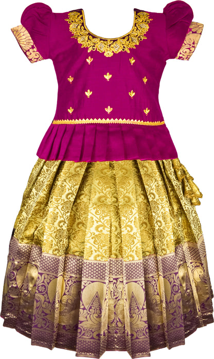 Purple Pattu Pavadai Lehenga Choli  - Make her Beautiful