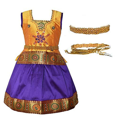 AMIRTHA FASHION Pattu Pavadai Lehenga Choli-RathiGV