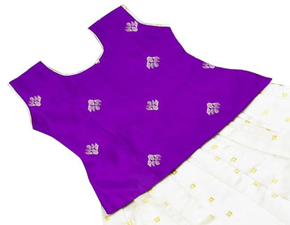 AMIRTHA FASHION Pattu Pavadai Lehenga Choli- NewB3BPurple