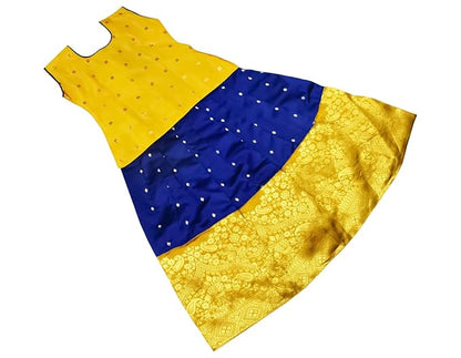 AMIRTHA FASHION Pattu Pavadai Lehenga Choli-NewB3BGold