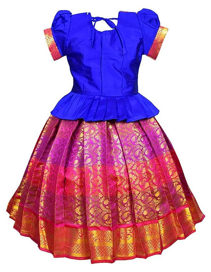 AMIRTHA FASHION Pattu Pavadai Lehenga Choli-ElaaBlue