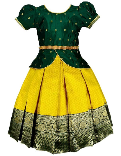 Pattu Pavadai Lehenga Choli Green