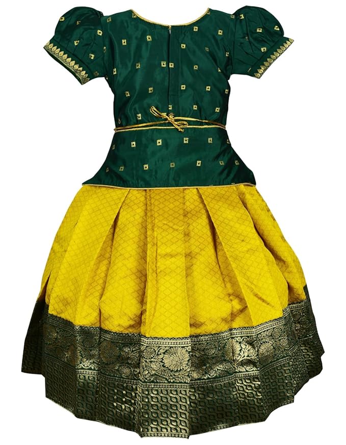 Pattu Pavadai Lehenga Choli Green